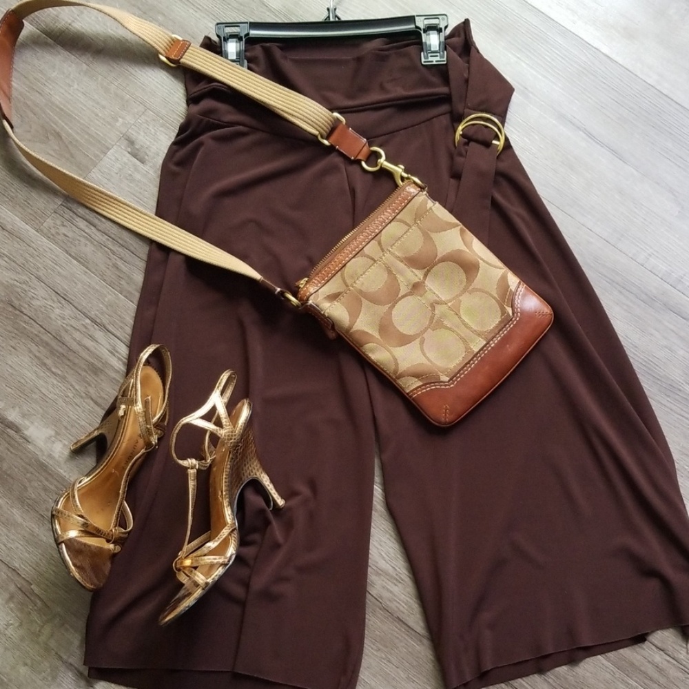Capri flowy pants brown M